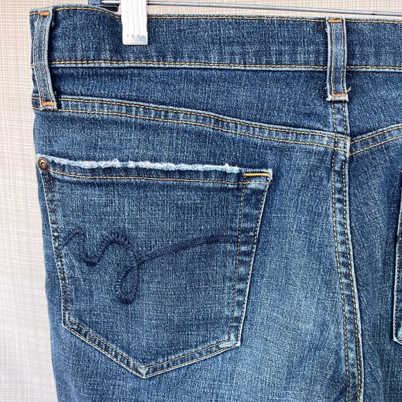 VINTAGE Y2k Denim Flared Denim Jeans Size 10 Distressed Mossimo Stretch … - Picture 7 of 17